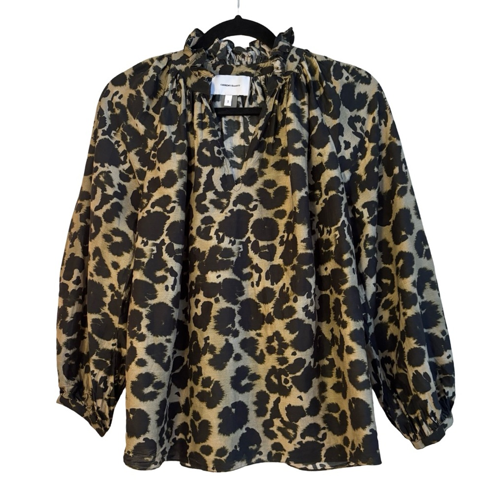 CURRENT ELLIOTT
Annabelle Leopard-print Cotton-blend Blouse